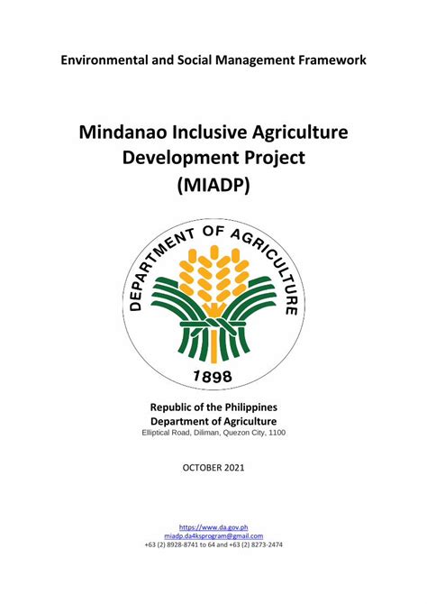 MINDANAO INCLUSIVE AGRICULTURE DEVELOPMENT .